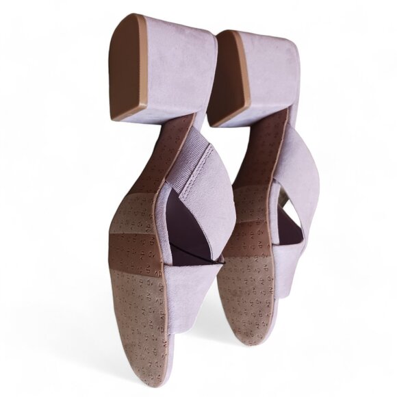 Dolce Vita Lilac Ashli Faux Suede Cross Band Block Heel Mules Sandals  Size 9.5 - Picture 11 of 12